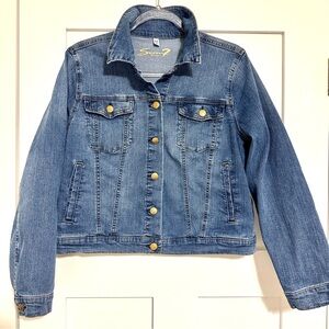 Seven7 Women's Classic Medium Wash Blue Jean Jacket • Medium